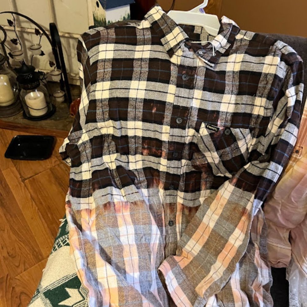 Hand Bleached flannel shirtd